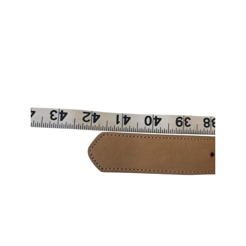 Ōe Tan Leather Belt With Silver Studs & Buckle Accents For Men & Women - Picture 8 of 8